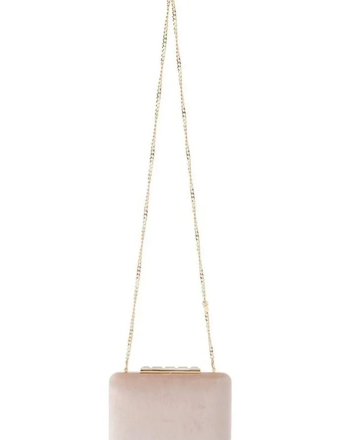 Olga Berg Bess Velvet Clutch Bag in Natural