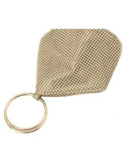 Olga Berg Bianca Ball Mesh Top Handle Bag in Gold