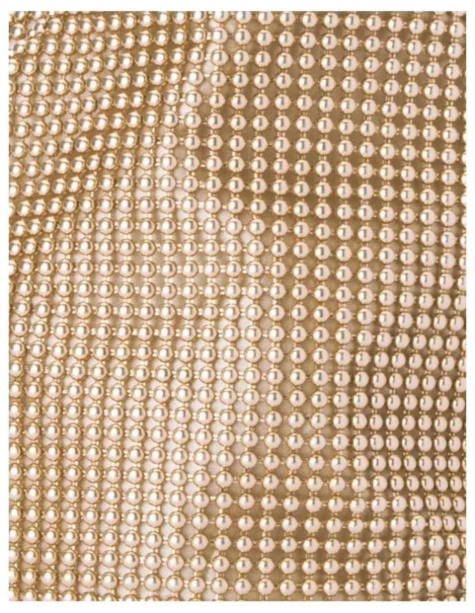 Olga Berg Bianca Ball Mesh Top Handle Bag in Gold