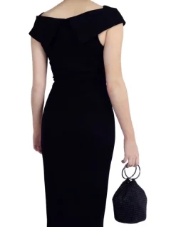 Olga Berg Bianca Ball Mesh Top Handle Bag in Black