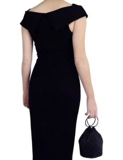 Olga Berg Bianca Ball Mesh Top Handle Bag in Black