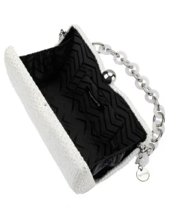 Olga Berg Birdie Textural Top Handle Bag in White