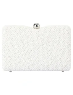 Olga Berg Birdie Textural Top Handle Bag in White