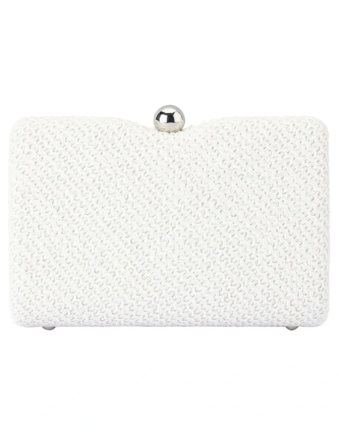Olga Berg Birdie Textural Top Handle Bag in White