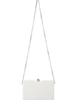 Olga Berg Birdie Textural Top Handle Bag in White
