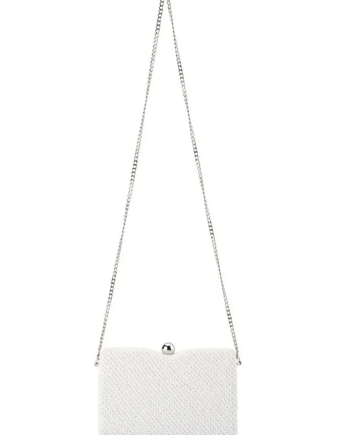 Olga Berg Birdie Textural Top Handle Bag in White