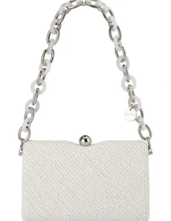 Olga Berg Birdie Textural Top Handle Bag in White