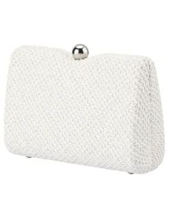 Olga Berg Birdie Textural Top Handle Bag in White