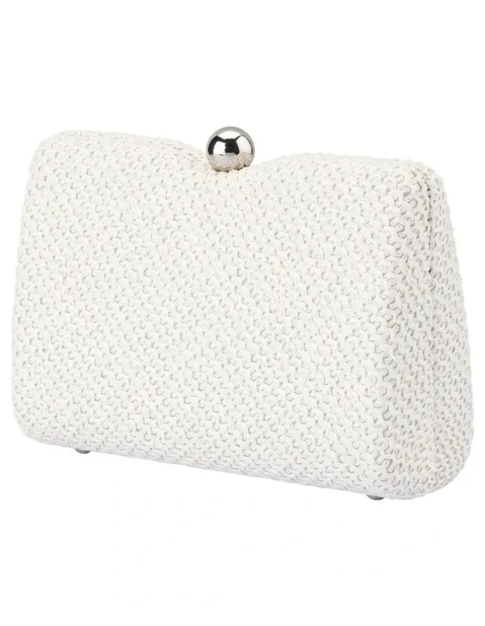 Olga Berg Birdie Textural Top Handle Bag in White