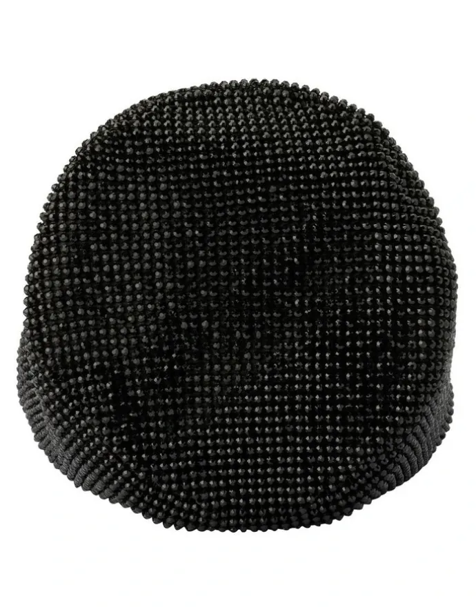 Olga Berg Ellie Crystal Mesh Top Handle Bag in Black
