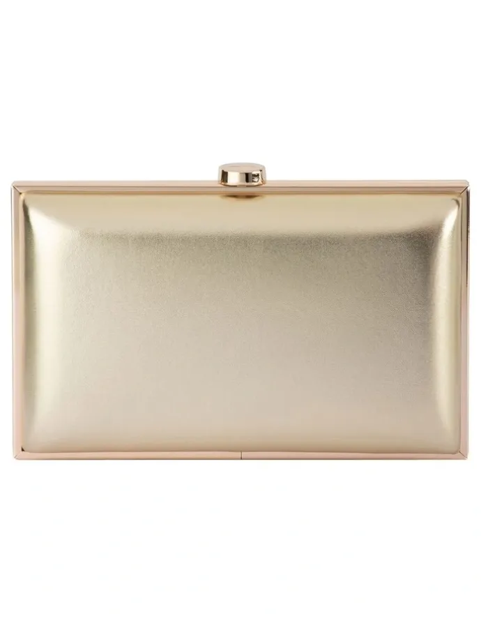 Olga Berg Lucy Metallic Clutch Bag in Gold
