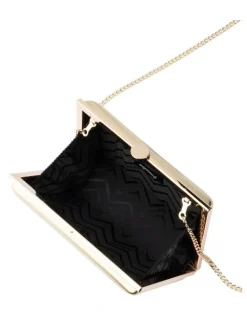 Olga Berg Lucy Metallic Clutch Bag in Gold