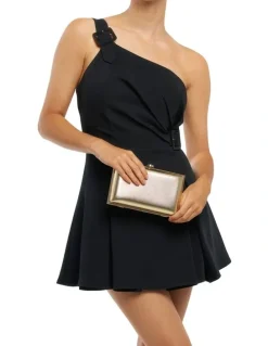 Olga Berg Lucy Metallic Clutch Bag in Gold