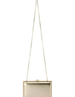 Olga Berg Lucy Metallic Clutch Bag in Gold