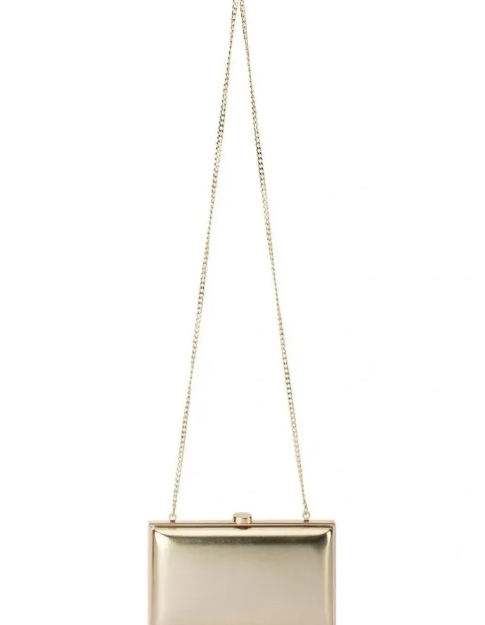 Olga Berg Lucy Metallic Clutch Bag in Gold