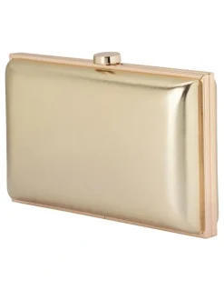 Olga Berg Lucy Metallic Clutch Bag in Gold