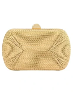 Olga Berg Martina Metallic Coiled Clutch in Gold