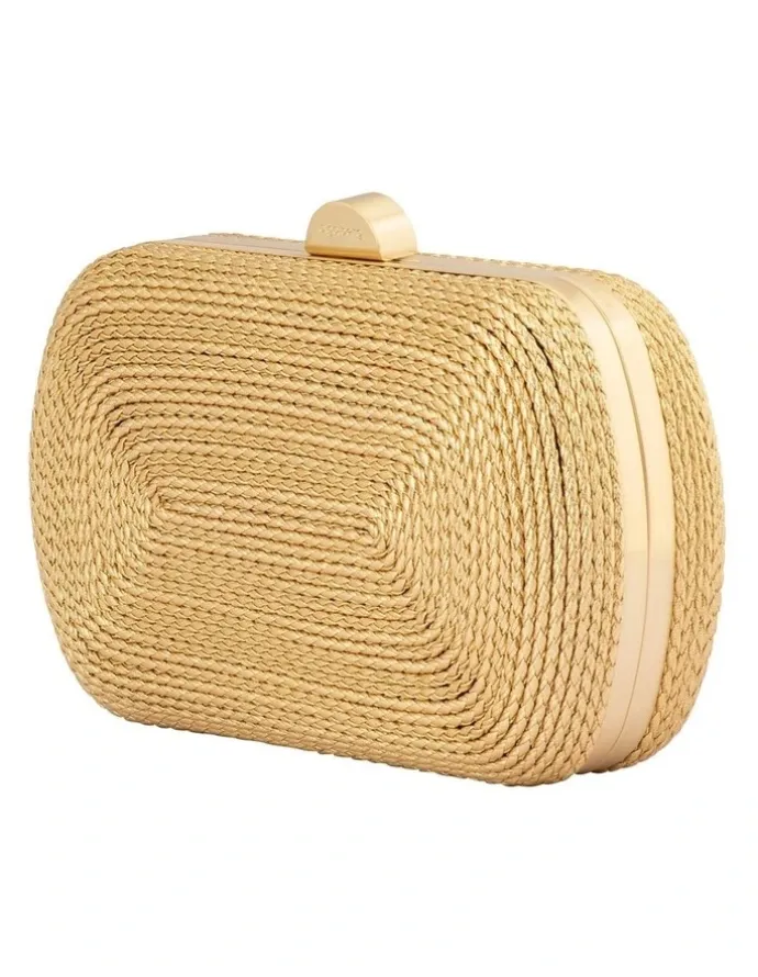 Olga Berg Martina Metallic Coiled Clutch in Gold