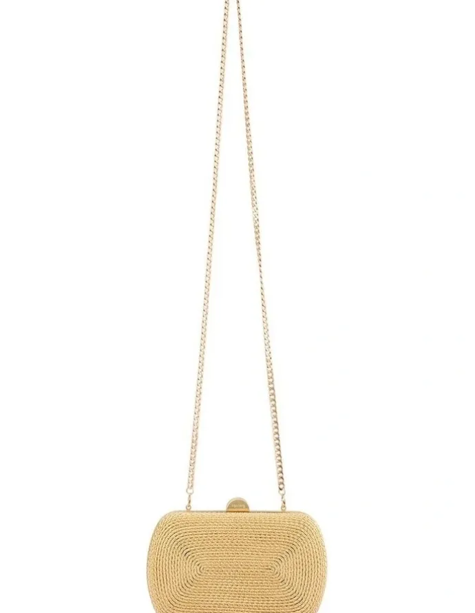 Olga Berg Martina Metallic Coiled Clutch in Gold