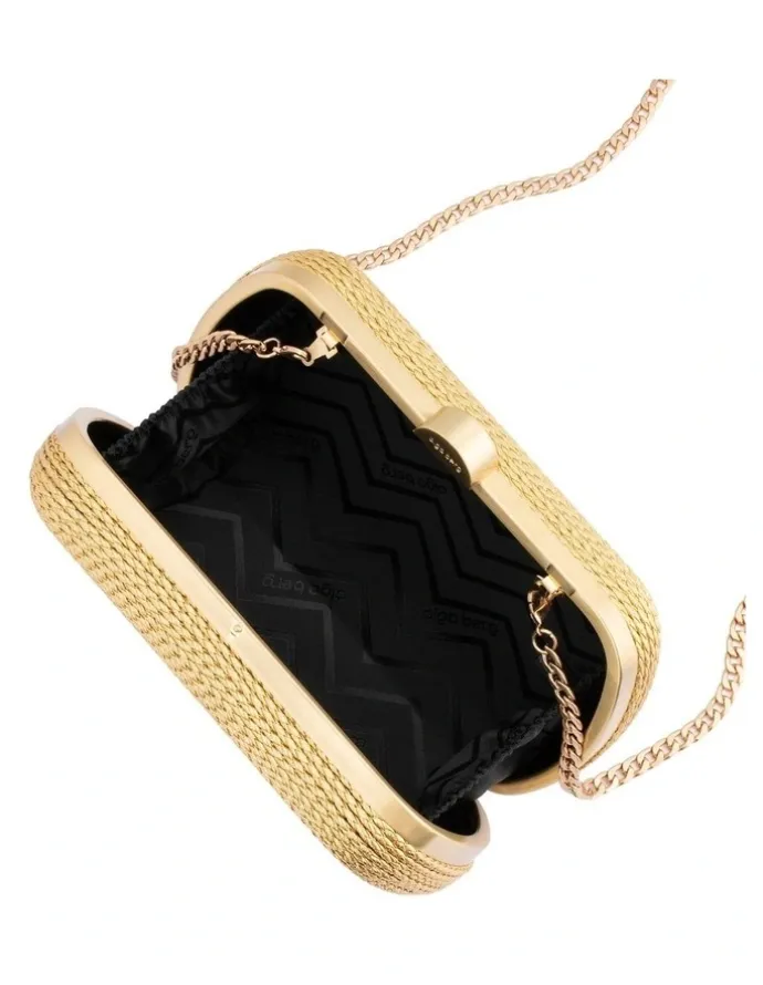 Olga Berg Martina Metallic Coiled Clutch in Gold