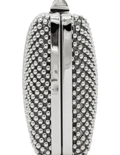 Olga Berg Natasha Ball Mesh Clutch in Silver