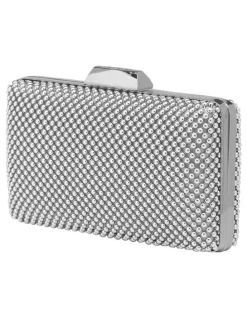 Olga Berg Natasha Ball Mesh Clutch in Silver