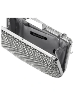 Olga Berg Natasha Ball Mesh Clutch in Silver