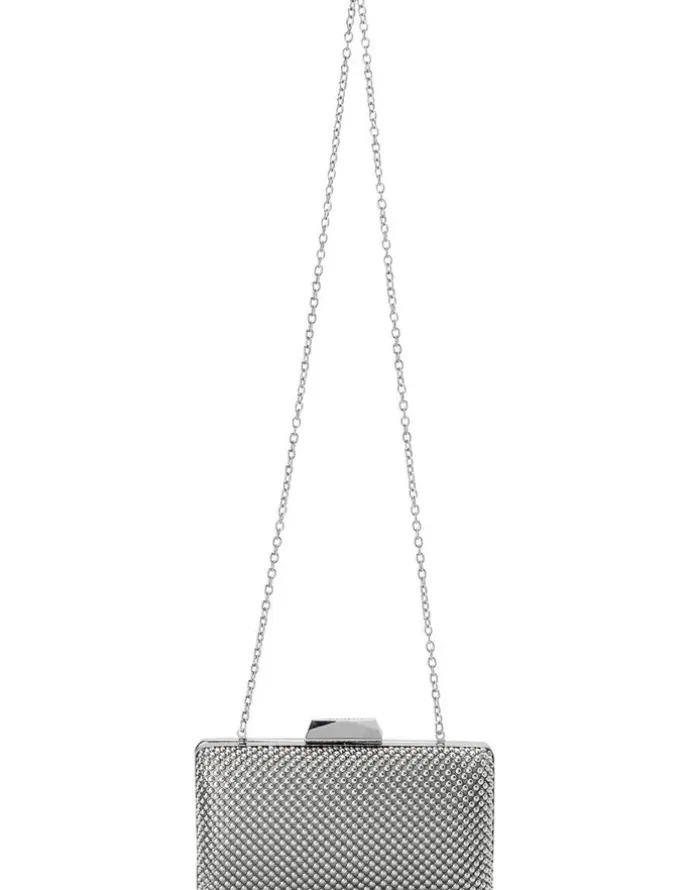Olga Berg Natasha Ball Mesh Clutch in Silver