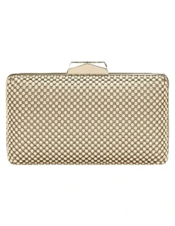 Olga Berg Natasha Ball Mesh Clutch in Gold