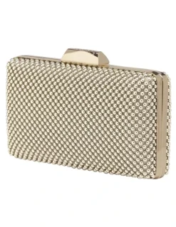Olga Berg Natasha Ball Mesh Clutch in Gold