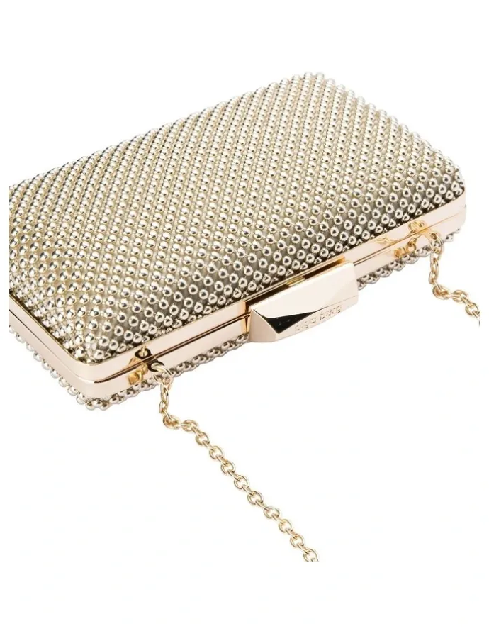 Olga Berg Natasha Ball Mesh Clutch in Gold