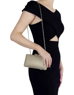 Olga Berg Natasha Ball Mesh Clutch in Gold
