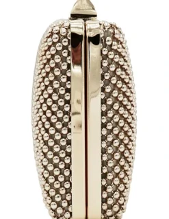Olga Berg Natasha Ball Mesh Clutch in Gold