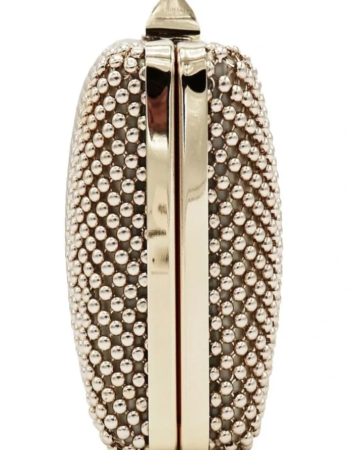 Olga Berg Natasha Ball Mesh Clutch in Gold