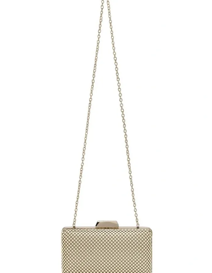 Olga Berg Natasha Ball Mesh Clutch in Gold