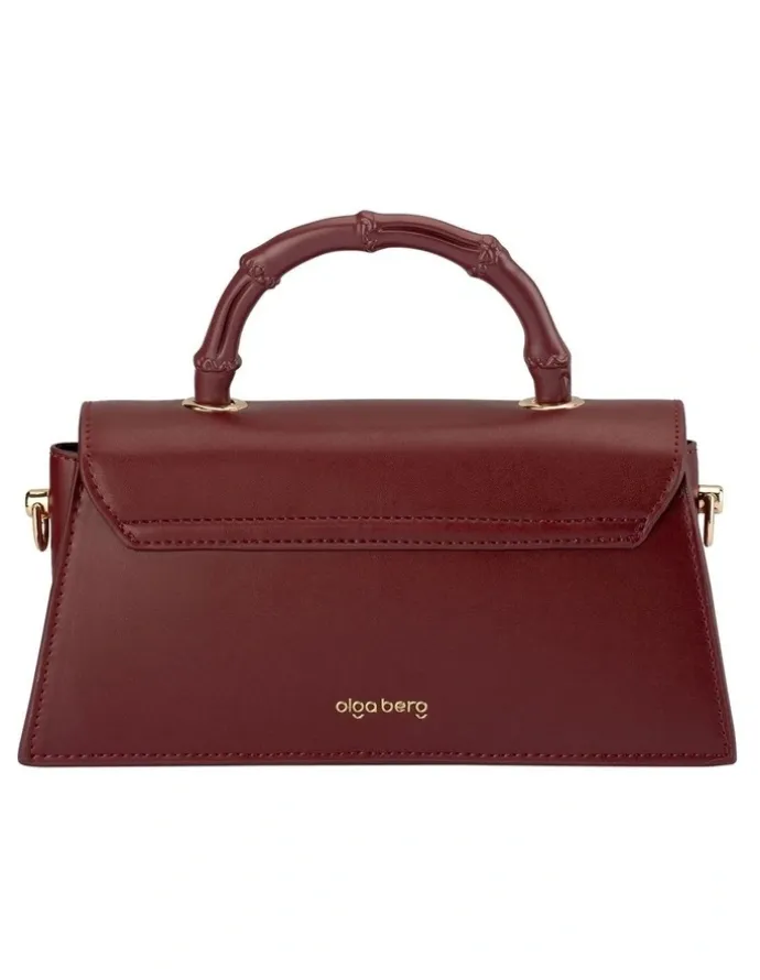 Olga Berg Phoebe Bamboo Top Handle Bag in Burgundy
