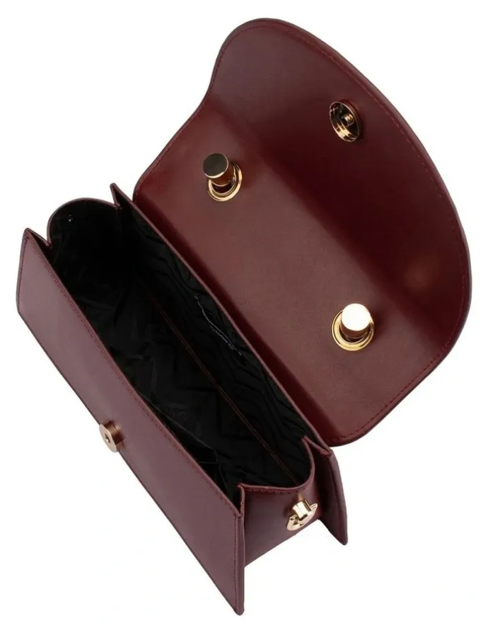 Olga Berg Phoebe Bamboo Top Handle Bag in Burgundy