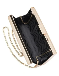 Olga Berg Precious Metallic Clutch in Champagne