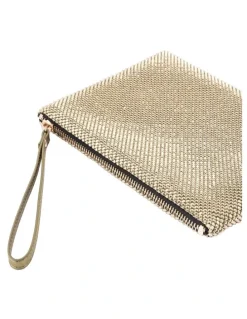 Olga Berg Selena Gold Zip Top Clutch in Gold