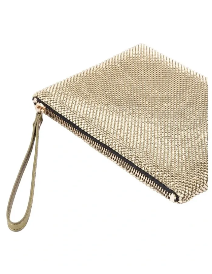 Olga Berg Selena Gold Zip Top Clutch in Gold