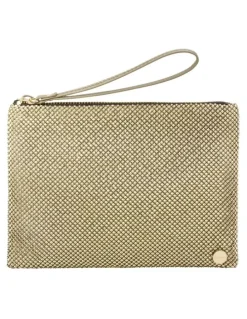 Olga Berg Selena Gold Zip Top Clutch in Gold
