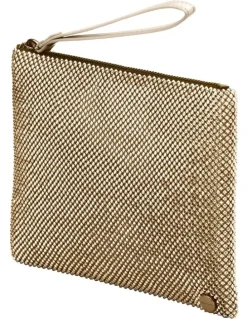 Olga Berg Selena Gold Zip Top Clutch in Gold