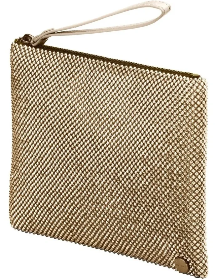 Olga Berg Selena Gold Zip Top Clutch in Gold