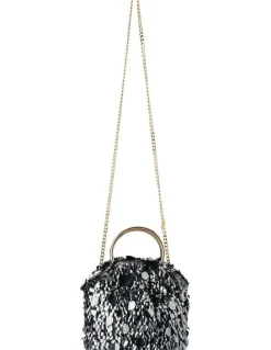 Olga Berg Vera Clutch Bag in Gunmetal