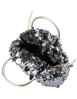 Olga Berg Vera Clutch Bag in Gunmetal