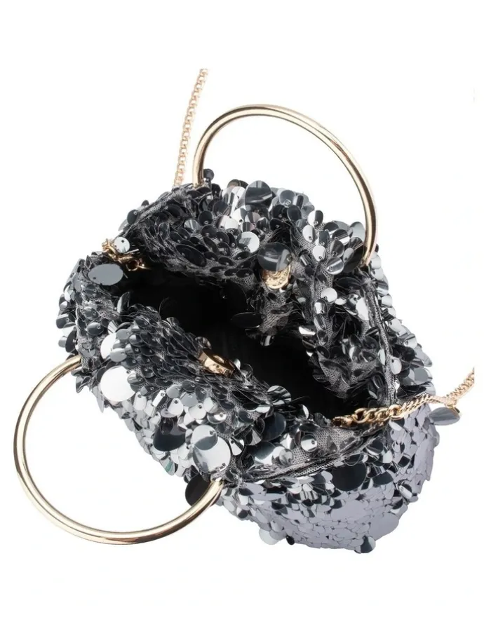 Olga Berg Vera Clutch Bag in Gunmetal