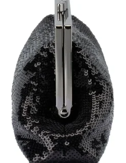 Olga Berg Zephyr Sequin Clutch Bag in Black