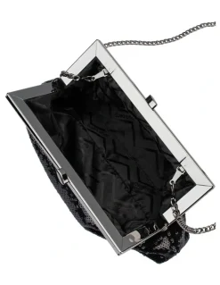 Olga Berg Zephyr Sequin Clutch Bag in Black