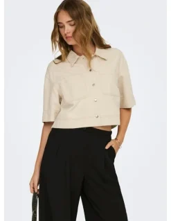 ONLY Cleo Shot Sleeve Shirt in Cream