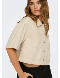ONLY Cleo Shot Sleeve Shirt in Cream